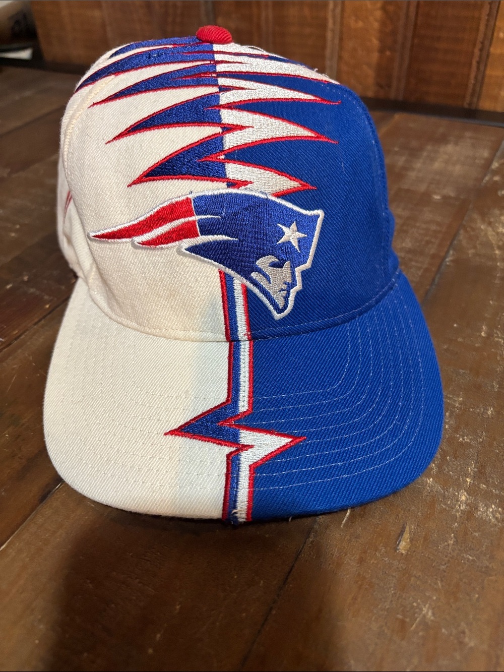 Vintage 1990’s New England Patriots Two-Tone Blue & White Shockwave Baseball Cap